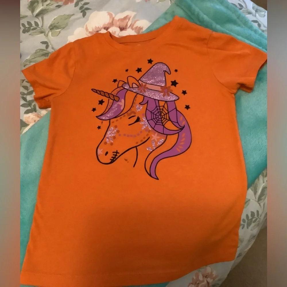 Wonder Nation Halloween shirt unicorn sparkle Med 7/8 in good shape
